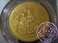 Great Britain 1902 Edward VII Matte Proof Gold 5 Pounds PCGS PR63