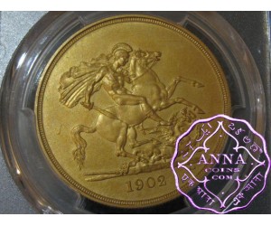 Great Britain 1902 Edward VII Matte Proof Gold 5 Pounds PCGS PR63