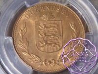 Guernsey 1920-H 8 Doubles PCGS MS65 RD