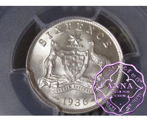 Australia 1936 Sixpence PCGS MS64