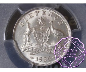 Australia 1936 Sixpence PCGS MS65