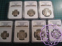 French Polynesia 1979 Piefort Silver Proof 7 Coins Full Set NGC