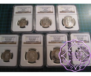 French Polynesia 1979 Piefort Silver Proof 7 Coins Full Set NGC