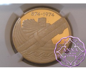 Iceland 1974 gold Proof "First Settlement" 10000 Kronur NGC PR70 Ultra Cameo