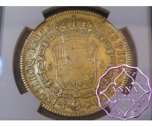 Chile 1812 So-Fj Ferdinand VII gold 8 Escudos NGC AUNC