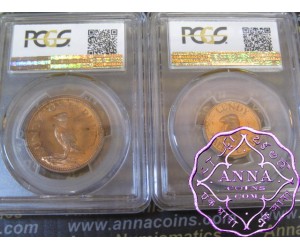 Lundy 1965 British Administration Brobze Proof 1/2 & Puffin PCGS PR62RB & 63RD