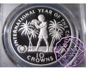 Turks & Caicos 1982 Silver Proof 10 Crowns PCGS PR69DCAM Deep Ultra Cameo