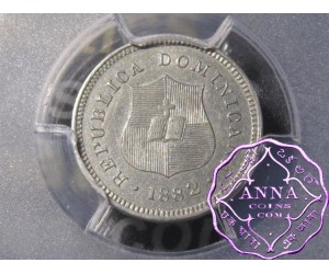 Dominican 1882 1 1/4 Centavos PCGS AU58