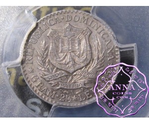 Dominican 1882 A 50 Centavos PCGS AU58