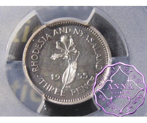 Rhodesia & Nyasaland 1955 Threepence PCGS PR66CAM Cameo