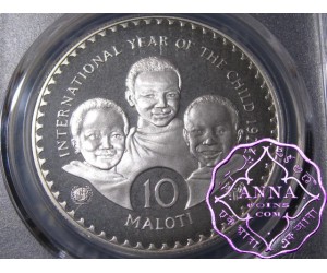 Lesotho 1979 Silver Proof 10M PCGS PR68DCAM Deep Ultra Cameo