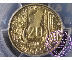 Madagascar 1953 French Colony Essai Specimen 20 Fr PCGS SP66