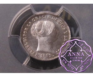 Spain 1855 Isabel II Real PCGS MS65+