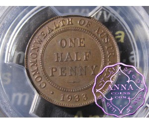 Australia 1933 Halfpenny PCGS MS62BN
