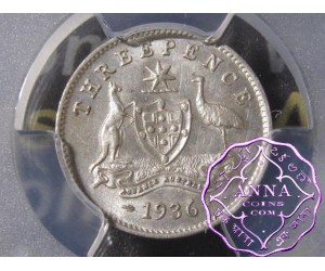Australia 1936 Threepence PCGS MS63