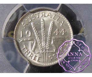 Australia 1944 S Threepence PCGS MS63