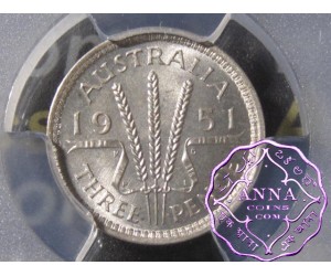 Australia 1951 PL Threepence PCGS MS65