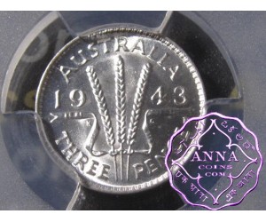 Australia 1943 D Threepence PCGS MS66