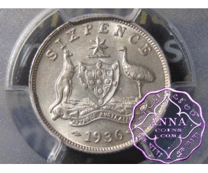 Australia 1936 Sixpence PCGS MS63