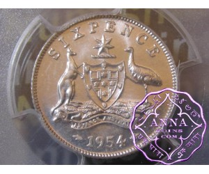 Australia 1954 Sixpence PCGS MS66