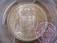 Australia 1957 Florin PCGS MS64