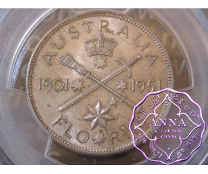 Australia 1951 Golden Jubilee Florin PCGS MS62