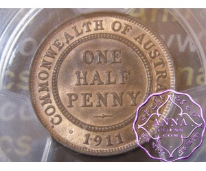 Australia 1911 Halfpenny PCGS MS63RB