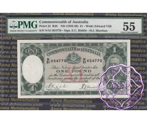 1933 R28 One Pound Riddle/Sheehan PMG55