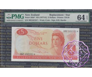 New Zealand 1977 H.R.Hardie $5 P165d 992* PMG64 EPQ