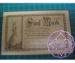 Germany 1918  Lippe Fürstlich 5 MARK UNC