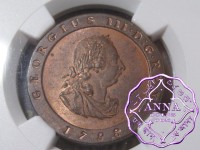 Isle of Man 1798 George III copper Proof 1/2 Penny NGC PR64RB