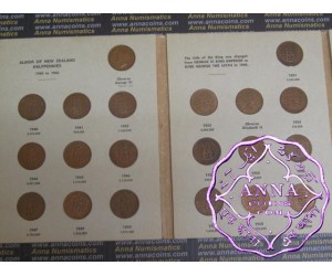 NZ Halfpenny,Penny,3d,6d,Silling,Florin,Half Crown Date Set in Album, Total 201 Coins
