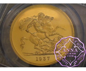 Great Britain 1937 George VI Gold Proof Five Pounds PCGS PR63DCAM