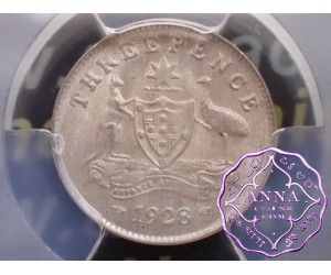 Australia 1928 Threepence PCGS MS66