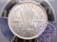 Australia 1947 Threepence PCGS MS66 Australia 1947 Threepence PCGS MS66