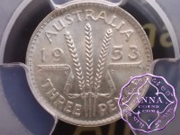 Australia 1953 Threepence PCGS MS63 Australia 1953 Threepence PCGS MS63