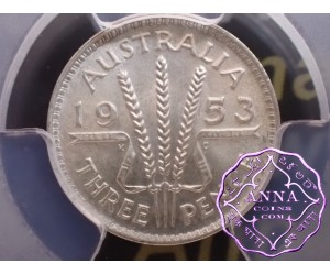 Australia 1953 Threepence PCGS MS63