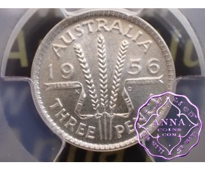 Australia 1956 Threepence PCGS MS63