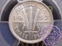 Australia 1957 Threepence PCGS MS64 Australia 1957 Threepence PCGS MS64