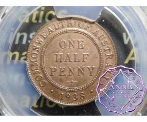 Australia 1938 Halfpenny PCGS MS62RB