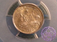 Australia 1910 Threepence PCGS MS65