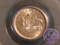 Australia 1910 Threepence PCGS MS65