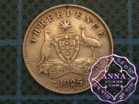 Australia 1925 Threepence Error Die Crack