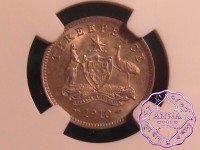 Australia 1910 Edward VII Threepence NGC  MS67