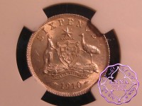 Australia 1910 Sixpence NGC MS64