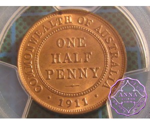 Australia 1911 Halfpenny PCGS MS64RB