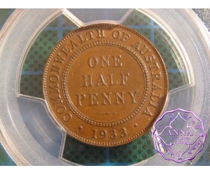 Australia 1933 Halfpenny PCGS MS62BN
