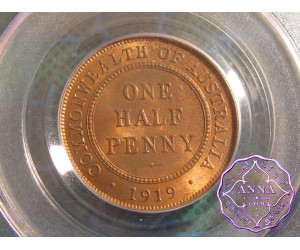 Australia 1919 Halfpenny PCGS MS63RB
