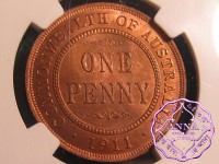 Australia 1911 Penny NGC MS64RB