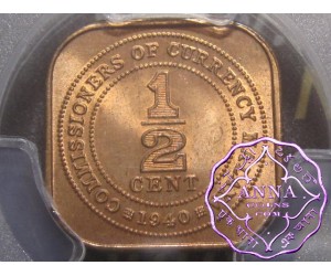 Malaya and British Borneo 1940 1/2 Half Cent PCGS MS65RD